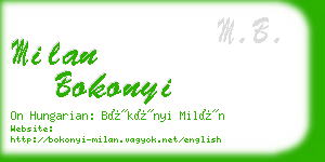 milan bokonyi business card